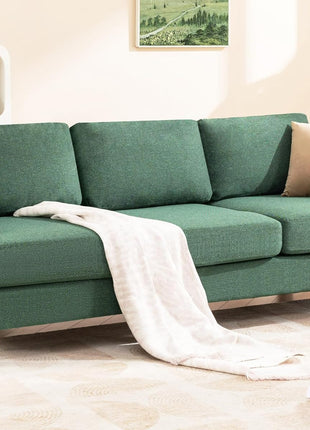 89-Inch Mid-Century Modern 3-Seater Upholstered Sofa with Deep Seats and Armrests for Living Room, Bedroom, Apartment, and Office (Green)