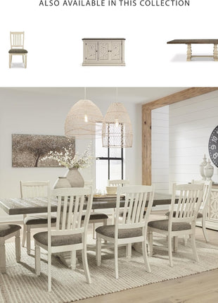 Bolanburg French Country Dining Room Server by Signature Design by Ashley, Featuring 3 Doors and 2 Adjustable Shelves, Wood Construction, Dimensions: 57.88" W x 18.13" D x 36" H, Elegant Two-Tone White and Brown Finish