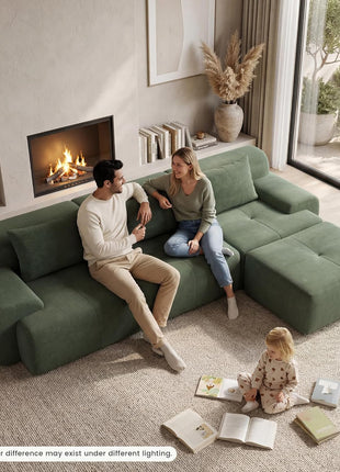 108-Inch Modular Boneless Cloud Sectional Sofa: L-Shaped Design with Ottoman and Three Decorative Pillows for Ultimate Comfort