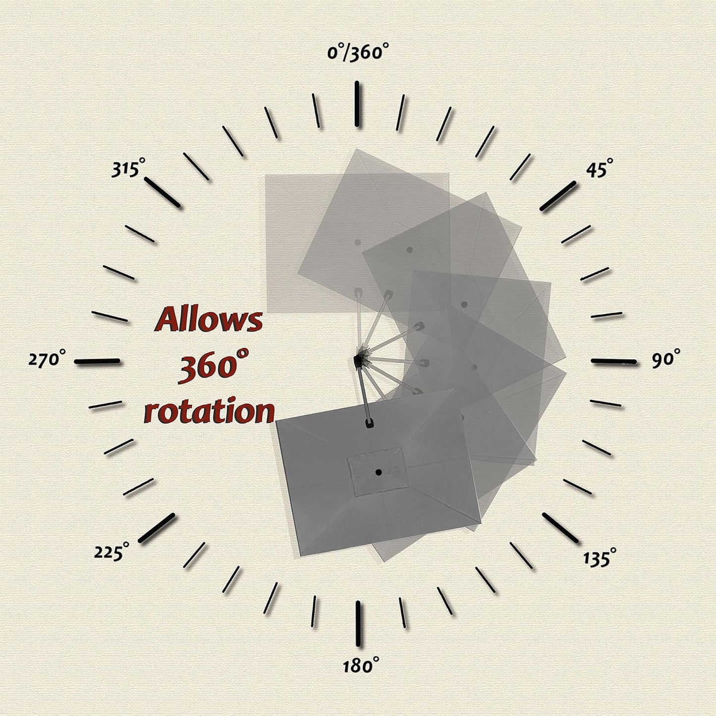 9' X 11.5' Patio Umbrella Outdoor Cantilever Rectangle Umbrella Aluminum Offset Umbrella with 360-Degree Rotation for Garden Deck Pool Patio, Grey