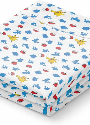 Pokémon First Starters Full Size Bed in a Bag Set featuring Pikachu, Charmander, Squirtle, and Bulbasaur for Kids Bedding Comforter and Sheets