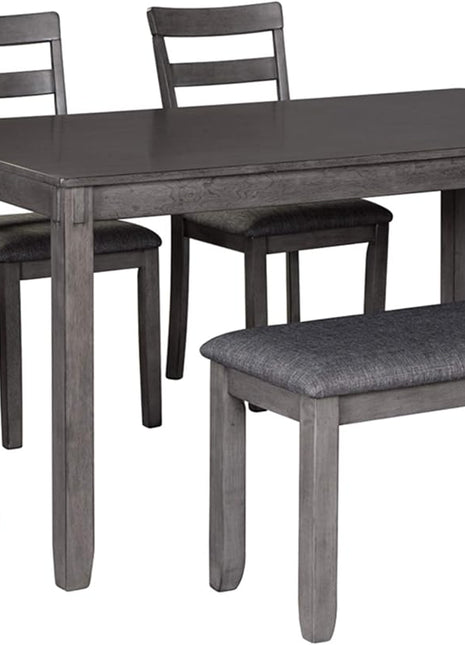 Bridson 6-Piece Dining Table Set by Signature Design by Ashley - Charcoal Gray Wood Table with Upholstered Chairs and Bench for Transitional Dining Spaces