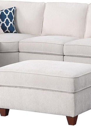 127" L-Shaped Sectional Sofa with Movable Ottoman, 6 Throw Pillows, and Integrated Features Including USB Port, Hidden Storage, and Cup Holders - Chenille Upholstered for Living Room and Apartment, Beige