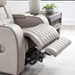 Boyington Contemporary Leather Match Power Reclining Sofa with USB Charging Ports, LED Lights and Adjustable Headrest, Light Gray