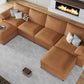 Brown Faux Leather Sectional Sofa,Leather Sectional Couch with Deep Seat,Extra Large U Shaped Couch,Oversized Modular Modern Scratch Resistant Sofas