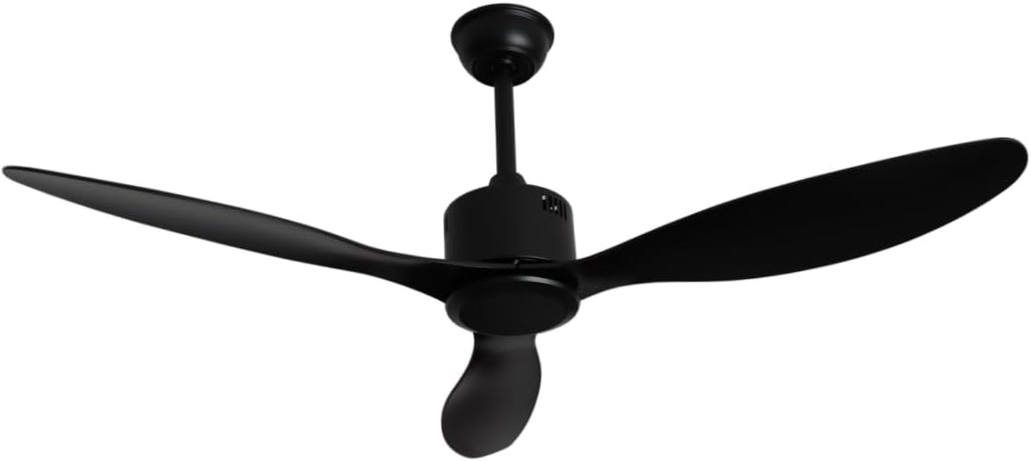 52-Inch Ceiling Fan No Lights Remote Control Low Profile 3 Blades Reversible DC Motor, Black