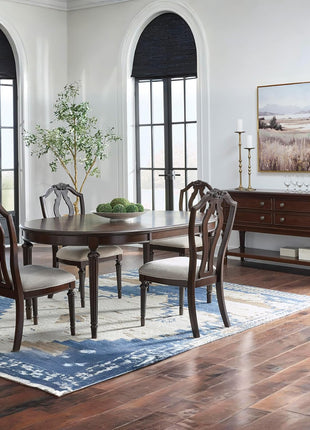 Lavinton Classic 4-Drawer Dining Server with Open Shelf in Dark Brown by Signature Design by Ashley