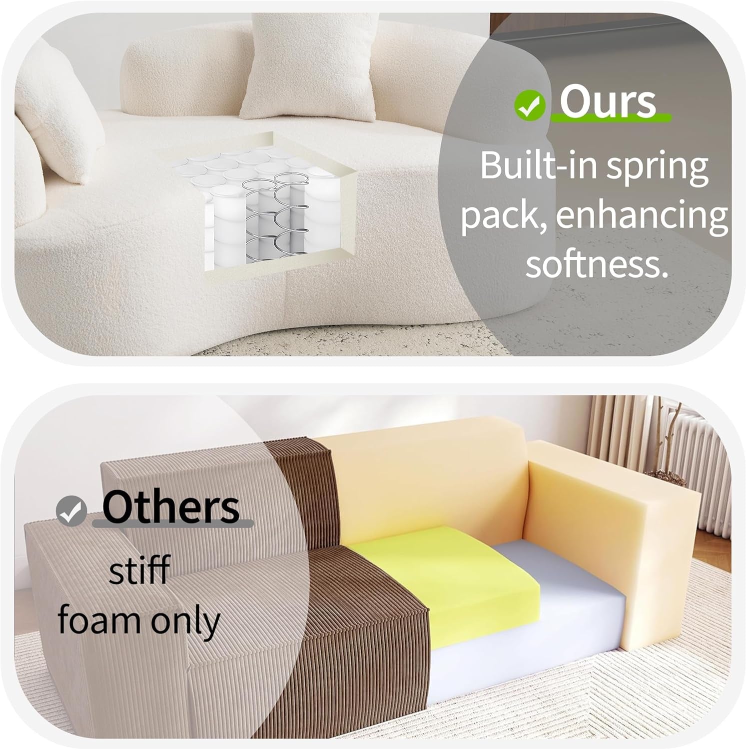 67”Curved Loveseat Sofa for Living Room, Deep Seat Love Seat Couch with 2 Throw Pillows, Modern Loveseat Adopt Teddy Fabric, Suitable Small Spaces the Cloud Loveseat, No Assembly Needed, White