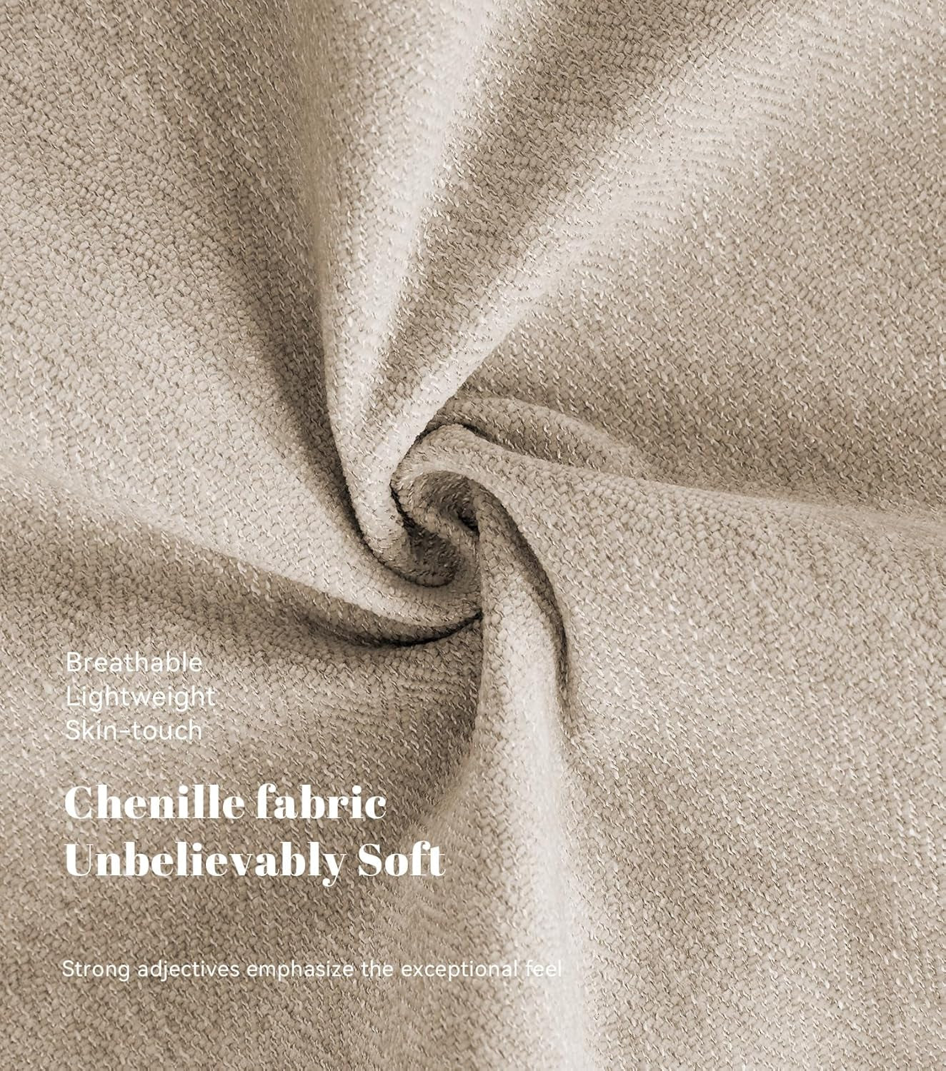 80" Chenille Sofa, 3 Seater Couch, Mid Century Modern Couches with Solid Wood Legs for Living Room & Bedroom, Beige