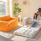 Convertible Sofa Bed, Pull Out Loveseat Sleeper Sofa, 2 in 1 Folding Couch Bed, Fold Out Floor Couch with Pillows for Living Room Bedroom Lounge, Orange