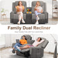 Loveseat Recliner Sofa, Manual Reclining Loveseat with Reading Light, Chic Blend Style Sofa, Storage Console, Cup Holders, USB Ports, Fabric & PU Leather, Recliner Couch for Living Room/Rv