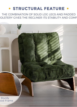 Elegant Green Accent Chair with Ottoman - Ideal for Reading Spaces