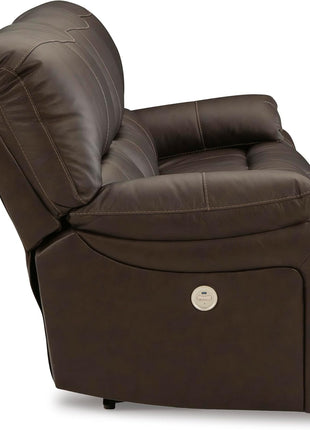Signature Design by Ashley Leesworth Power Reclining Sofa with USB, Leather and Faux Leather, Zero Wall Design, 88-Inch Width Living Room Seating