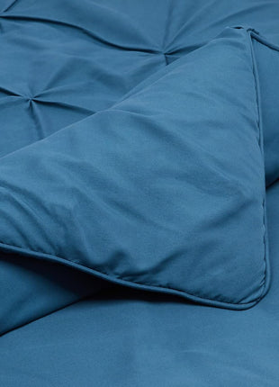 All-Season Down-Alternative 3-Piece Comforter Set with Microfiber Pillow Shams, Pinch Pleat Design, Full/Queen, Dark Teal