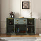 58.27'' Buffet Cabinet with 2 Drawers and Adjustable Shelves,Large Glass Door Coffee Bar Cabinet,Modern Farmhouse Sideboard Credenza for Kitchen,Green
