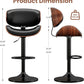 Swivel Bar Stools Set of 2 for Kitchen Counter, Adjustable Bentwood Barstools, Modern PU Leather Upholstered Bar Chair with Back and Footrest, for Bar, Kitchen, Dining Room, Black
