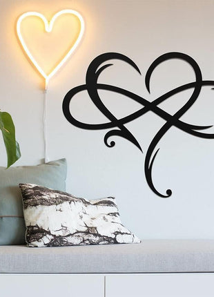 Infinity Heart Metal Wall Art - Sophisticated Steel Love Sign for Home and Wedding Decor, Perfect for Bedroom and Living Room (Black, 15.7 x 14 Inches)