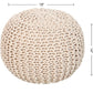 · round Pouf Ottoman - Cable Knitted Boho Poof - Home Décor Cord Pouffe Handmade Circular Footrest for Living Room - Bedroom - Kids Bedroom - 100% Cotton Pouf (18" X 18" X 14") - Ivory