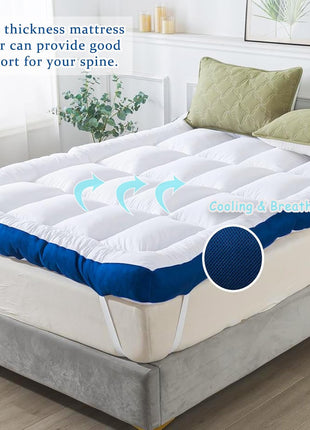 5-Inch Queen Mattress Topper for Enhanced Back Pain Relief Featuring Breathable Soft Memory Foam Pillow Top and Secure Elastic Straps
