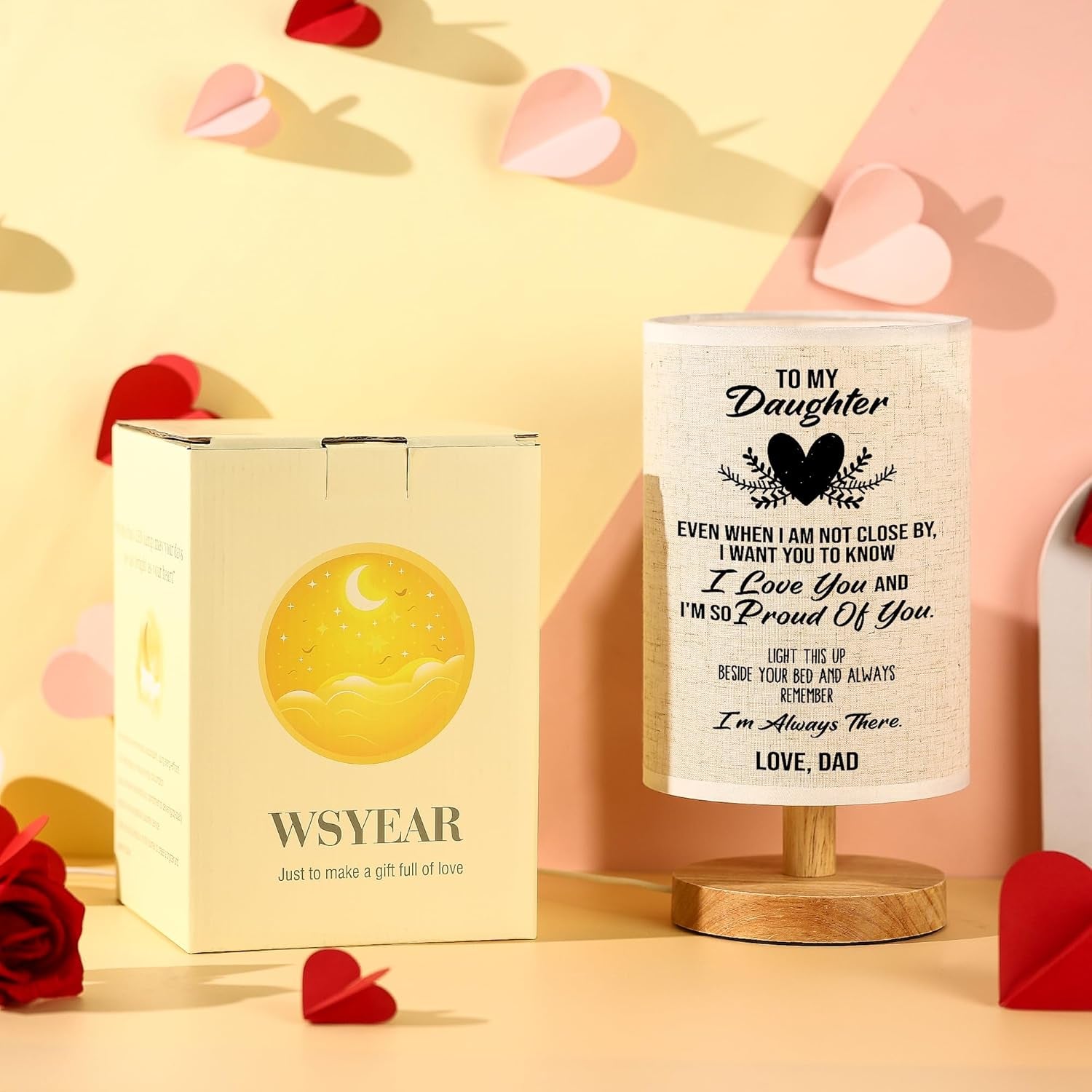 Valentines Day Birthday Gifts for Daughter from Dad,To My Daughter Gifts from Dad- Table Lamp Best Father Daughter Graduation Gifts for Grown Daughter