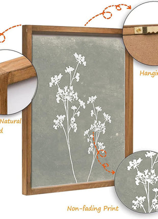 Framed Bohemian Botanical Wall Art Set of Four for Rustic Minimalist Home Decor (Brown, 11x14)