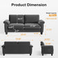 70" Living Room Couch Sofa, Mid Century Modern Loveseat, Velvet Deep Couches for Small Spaces, Bedroom, Apartment, Office, Removable Sofa Cover Spring Cushions, Easy to Install, Grey
