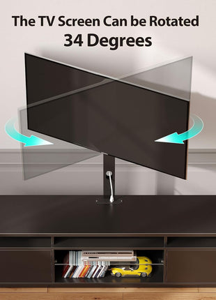 51.2-Inch TV Stand with Mount and Power Outlet, Swivel Mount for 32-70 Inch TVs, Height Adjustable Modern Entertainment Center with Storage and LED Lighting in Black Finish