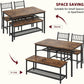 Dining Table Set for 4 with Bench and Chairs, 4-Piece Kitchen Table Set with Storage – Space-Saving Dining Table for Apartments and Dining Rooms, Brown