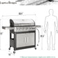 6-Burner Propane Gas BBQ Grill with Side Burner & Porcelain-Enameled Cast Iron Grate for Outdoor Kitchen & Backyard Barbecue, 65,800 BTU Output,665 SQ.IN. Cooking Area,Stainless Steel