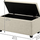 Upholstered Storage Rectangular Ottoman and Entryway Bench, Polyester, Beige, 35.5"W X 16.5"D X 17"H