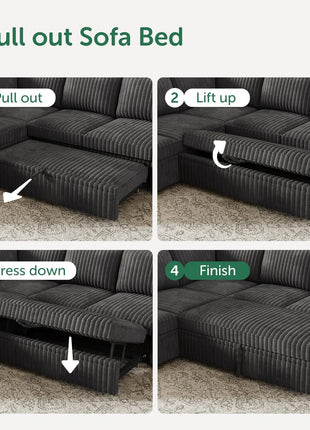 Elegant Dark Grey Modular Sectional Sofa Bed with Storage Solutions for the Living Room