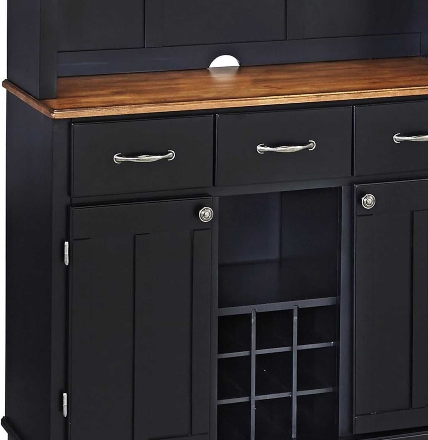 Buffet of Buffets Black Storage Hutch with Wood Top