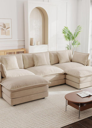 Elegant 111.5" U-Shaped Modular Sectional Sofa with Ottoman for Versatile Living Spaces