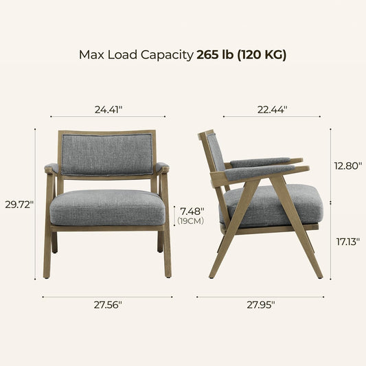 Mid-Century Modern Living Room Chair - Faux Shearling Upholstered Accent Chair with Solid Wood Frame, 265Lb Weight Capacity, Comfortable Seating for Living Room Bedroom Grey