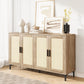 Buffet Cabinet with Storage, 48" Rattan Sideboard with Adjustable Shelves, Modern Coffee Bar Cabinet Console Table with Doors, Credenza for Kitchen, Living Room, Entryway, Dining Room, Wood