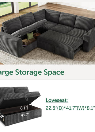 Elegant Dark Grey Modular Sectional Sofa Bed with Storage Solutions for the Living Room