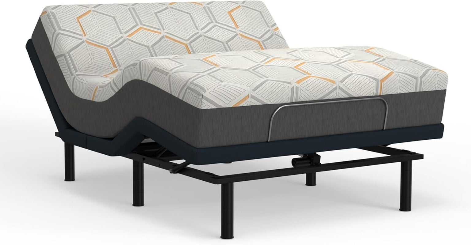 E4 Queen Adjustable Bed Base Frame with 12" Medium Firm Copper and Gel Infused Memory Foam Mattress