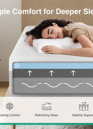 10-Inch Medium Firm Gel Memory Foam Mattress for Optimal Comfort and Pressure Relief, Conveniently Delivered in a Box