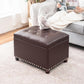 Faux Leather Storage Ottoman Bench Rectangle 24 Inch Foot Rest Ottomans (Brown)