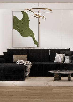 104" L-Shaped Convertible Sectional Sofa with Chaise, Modern Modular Design, Deep Seat Comfort, Easy Setup, Black