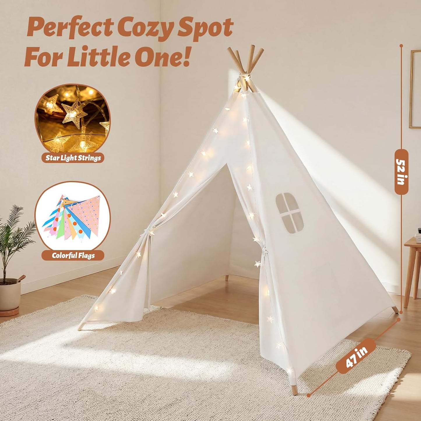 Kids Teepee Tent for Girls or Boys with Carry Case, Foldable Play Tent for Toddler Suit for Indoor and Outdoor Play, Protable Kids Playhouse Children Tent(Mat Not Included)
