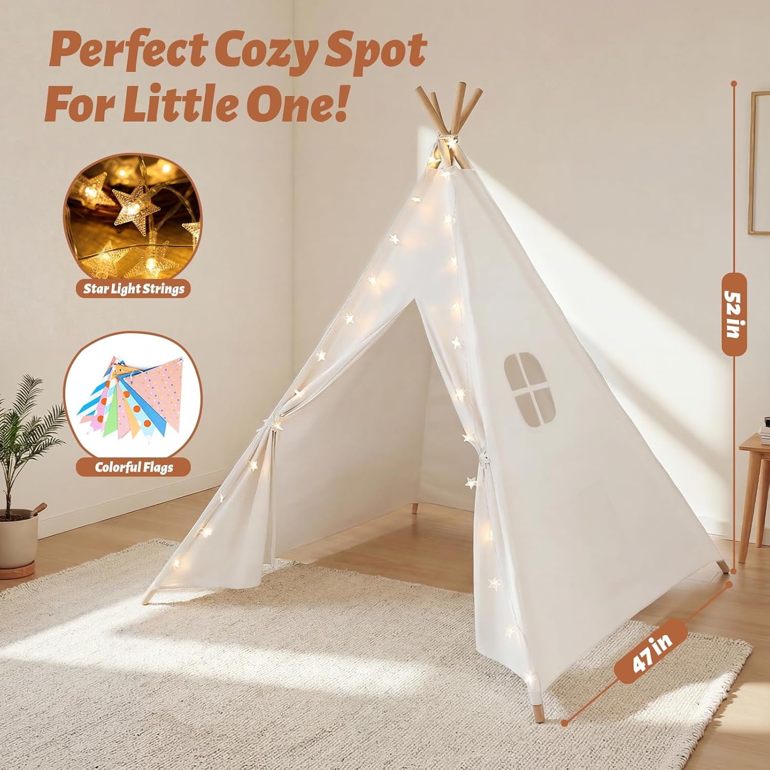 Kids Teepee Tent for Girls or Boys with Carry Case, Foldable Play Tent for Toddler Suit for Indoor and Outdoor Play, Protable Kids Playhouse Children Tent(Mat Not Included)
