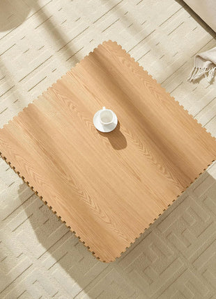 Handcrafted Square Wood Coffee Table with Fluted Design, Modern Center Table for Living Room, Perfect for Compact Spaces, Easy Assembly, 35.43" Ash Finish