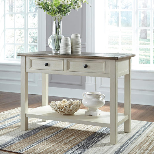 Bolanburg Farmhouse Rectangular Two Tone Sofa Table, Antique Cream