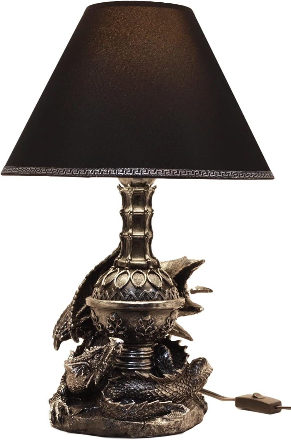 Ebros Climbing Dual Gothic Dragon Lamp Statue Desktop Lighting Decor with Shade 19" H Dungeons and Dragons Medieval Collection Home Accent (Single Dragon)