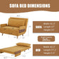 3 in 1 Sleeper Chair Bed, Foldable Convertible Chair with Armrest, Thickened Cushion and Sponge, OTE Fabric, Adjustable Backrest Upholstered Accent Sofa for Apartment/Bedroom/Office - Orange Brown