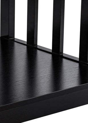 Mission Style Black Wood Coffee Table with Shelf, 40-Inch Living Room Accent Table