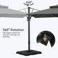 12X9 Ft Cantilever Patio Umbrella with Base Included, Rectangle Offset Outdoor Umbrellas with 360° Rotation, 5-Year-Non-Fading Hanging Pool Umbrella for Garden Deck Poolside - Grey
