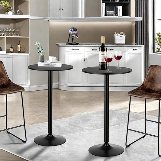 Cocktail Table,Two-In-One Modern Style Standing Circular Bar Table 40"/22" Two Convertible Height Suitable for Dining Room, Restaurant, Kitchen (4, Black)