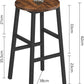 Bar Stools, Set of 2 round Bar Chairs with Footrest, 24.4 Inch Kitchen Breakfast Bar Stools, Industrial Bar Stools, Easy Assembly, for Dining Room, Kitchen, Rustic Brown BAHR0201Z